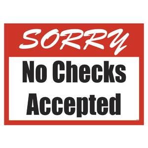 Pack of 2 SorryNo Checks Accepted Sign Pack of 2 SorryNo Checks Accepted Sign